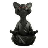 Estatua De Gato De Buda Negro Caprichoso Gato Feliz