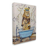 Stupell Industries Regal Jungle Lion En Baño De Garra Azul, 