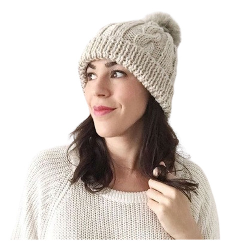 Gorro De Lana Con Pon Pon Otoño Invierno Mujer