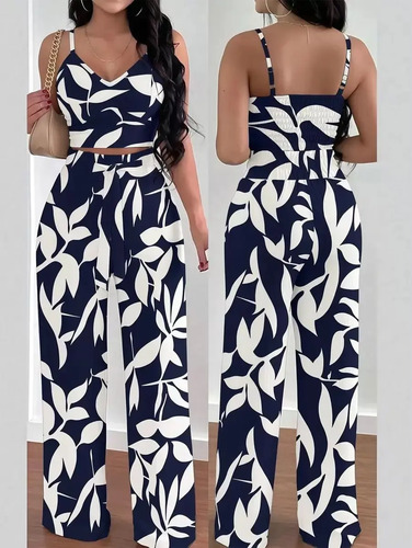 Conjunto Top De Tirantes Y Pantalones Anchos Estampados