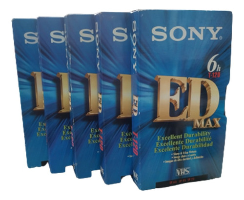 Lote De 5 Fitas Vídeocassette Vhs Sony Ed T-120