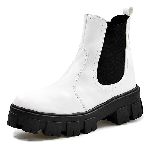 Bota Feminina Coturno Elastico Tratorado Branco Dubuy