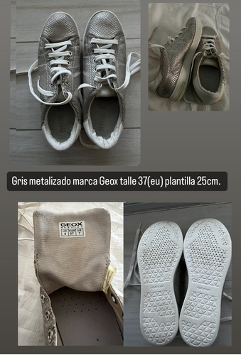 Zapatillas Marca Geox Plateadas Talle 37. Plantilla 25cm