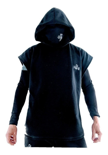 Id439 Buzos Black Poncho Hoodie Sudadera Hartl Sport Casual