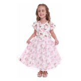 Vestido Festa Infantil Floral Princesa Luxo Daminha 