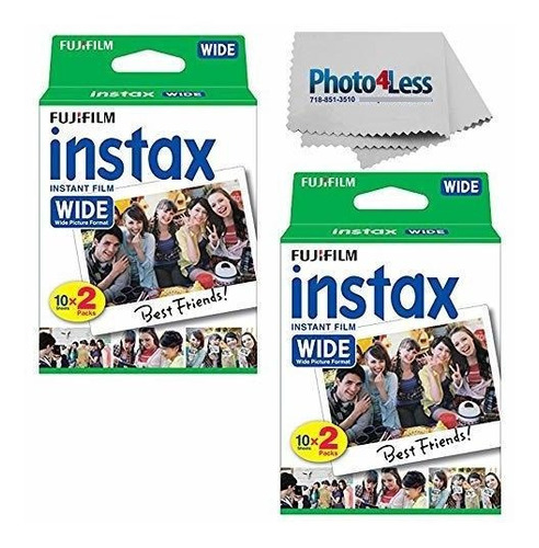 Fujifilm Wide Instant Film Twin Pack X2 (40 Hojas) + Paño De