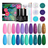 Kit De 20 Esmaltes De Uñas De Gel Semipermanentes Mermaid