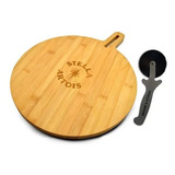 Tabla Pizza Bamboo + Rueda Corta Pizza Set Stella Artois 