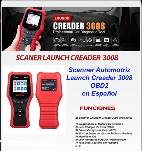 Scanner Launch Creader 3008 Con Bateria Tester
