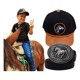 Boné Country Bebê Infantil Cowboy Rodeio + Cinto Fivela