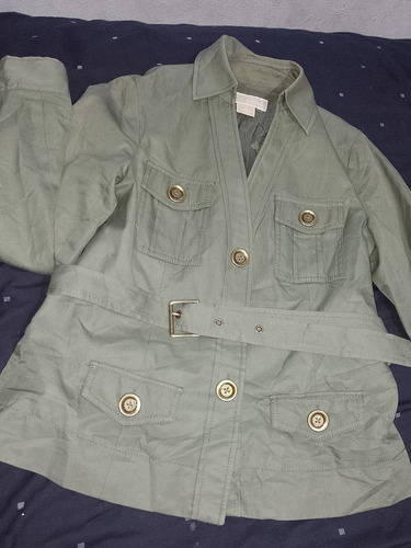 Chaqueta Michael Kors  Tela De Gabardina Verde Militar Origi