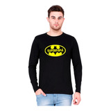 Polera Manga Larga De Hombre Super Papa Batman