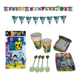 Kit Decoracion Completo Vasos+platos Jovenes Titanes 24niños