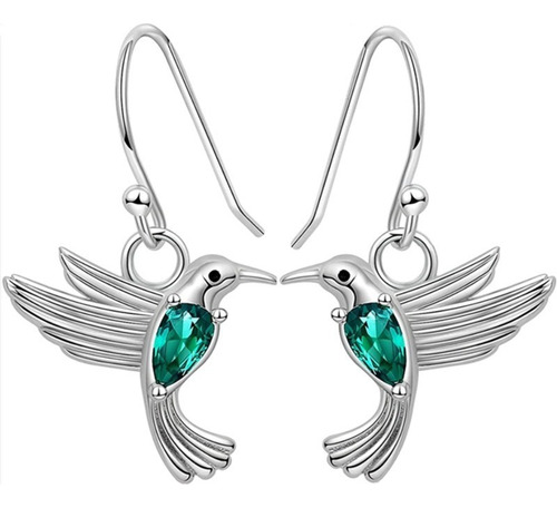 Aros Colgante Colibrí Plata Fina 925 Pendientes Mujer Joyas