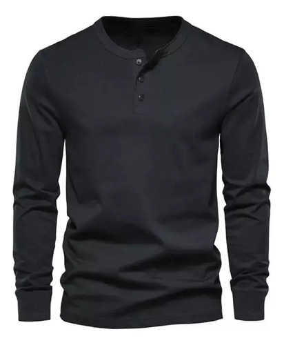 Manga Larga Men's Regular-fit Long-sleeve Henley Shirt  | Meses sin interés