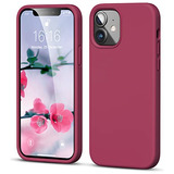 Funda Para iPhone 12 Mini Rosa Rojo Silicon Liquido-02