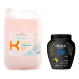 Shampoo Keratina Nov + Baño Brillo Skala Lama Negra