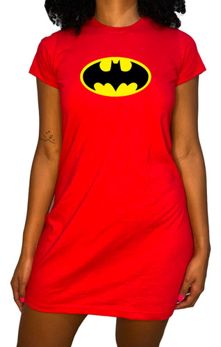 Vestido Feminino Batman Super Heroi Dc Curto Camisetão