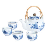 Juego De Té De Porcelana Azul Y Blanco, Diseño Japonés, Dise