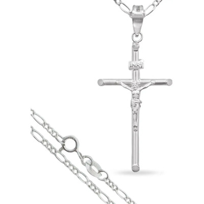 Cadena De Plata Fina 925 Dije De Cruz Para Hombre Figaro60cm | Meses sin interés