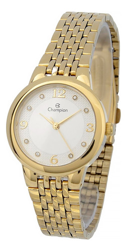 Relogio Feminino Pequeno Champion Dourado  + Semi Joia