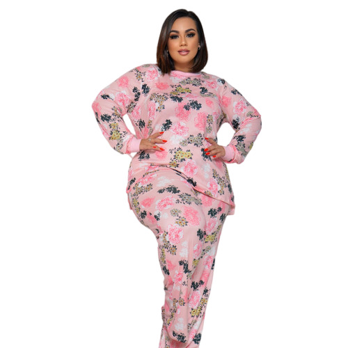 Conjunto Pijama Plus Size Feminino Quentinho Floral Longo 