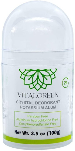 Desodorante Piedra Cristal Alumbre Potasio 100g Vital Green