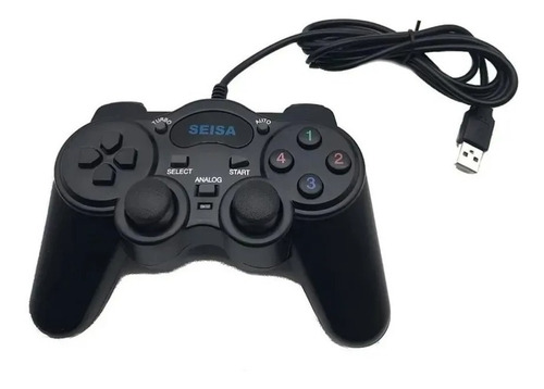 Joystick Usb Pc Analogico Con Cable Vibra Seisa Sj-703 Negro