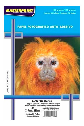 Papel Foto Adesivo Masterprint A4 130 Gramas 250 Folhas