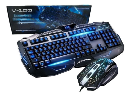 Combo De Teclado Y Mouse Gamer V100 Español (ñ) Iluminado