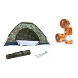 Casa D Campaña 3 Personas Acampar Camping+lampara Ventilador