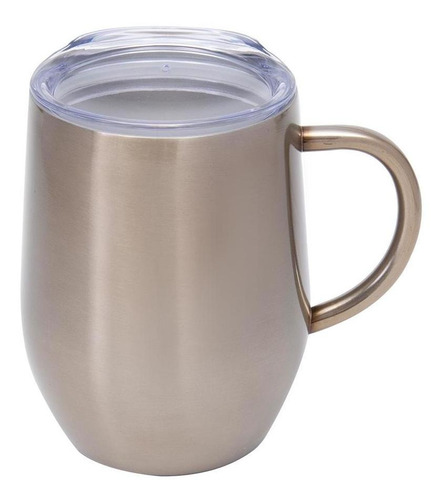 Caneca Térmica Inox Bronze Com Tampa 350ml Mimo Style Cor Prateado Liso