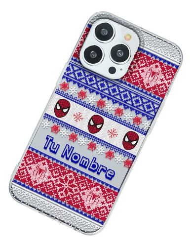 Funda Para iPhone Spiderman Ugly Sweater Navidad Nombre