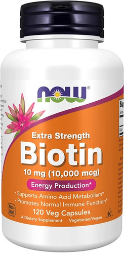 Biotina 10,000mcg Now Foods 120vcaps C/ Nf Envio Imediato