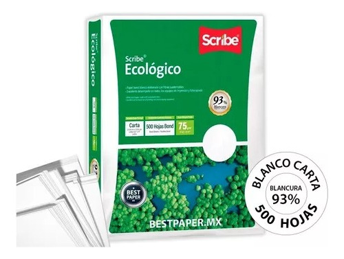 Papel Blanco Carta Scribe Ecológico - 1 Paquete C/ 500 Hojas