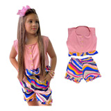 Roupa Infantil Verão P/ Menina Conjunto Feminino Short Blusa