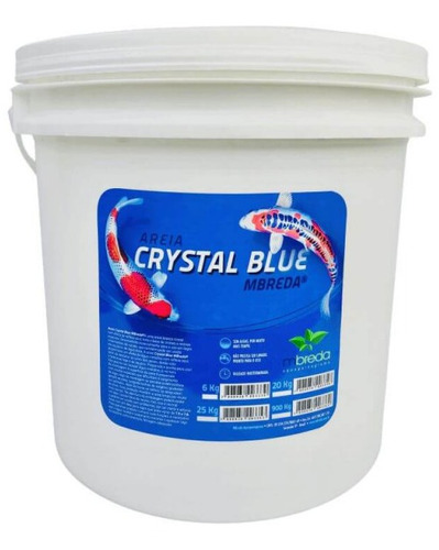 Areia Crystal Blue Sand Balde 25kg Azul Claro P/ Aquarios