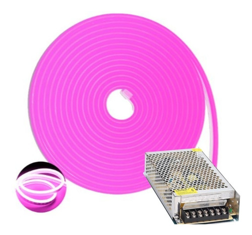 10m Fita Mangueira Led Neon Flex 12v Ip65 C/conector + Fonte