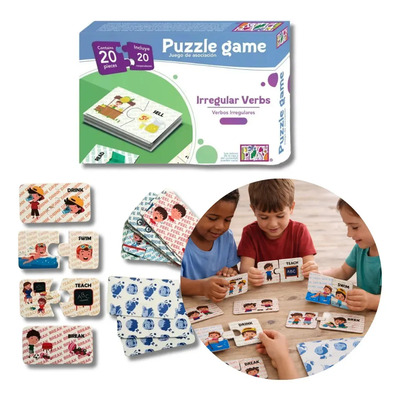 Juego Didáctico De Asociación Verbos Irregulares En Inglés | Rompecabezas De Verbos Irregulares Para Niños | Juegos Para Aprender Inglés Teach Play | Matching Game | Puzzle Game Irregular Verbs | MercadoLibre