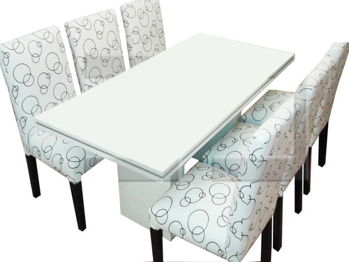 Juego Mesa Comedor Rectangula Tr 160x80+6 Silla Eco C/dibujo