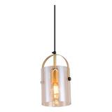 Lámpara Colgante 1 Luz E27 Metales Y Vidrio Ámbar15×15×100cm