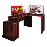 Mesa Para Computador Desk Gamer Drx-9000 Em L Preto/vermelho