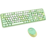 Combo De Teclado Inalambrico Y Mouse Optico 2.4 Ghz - Verde