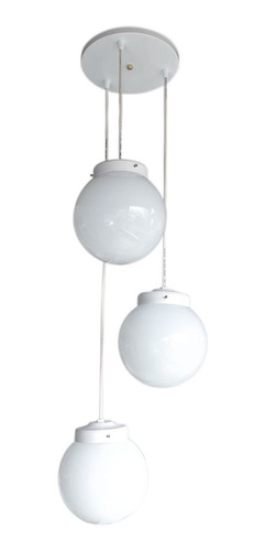 Colgante Globo Esfera De Vidrio Opal 10x18 Cm 3 Luces - E27