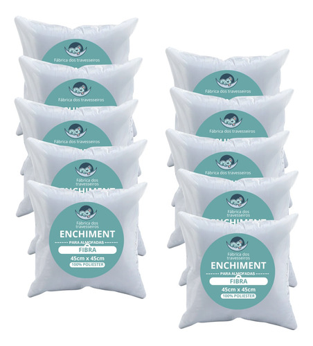 Kit 10 Enchimentos Almofada 45x45 Fibra Siliconada 320
