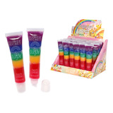 Pack 12 Brillo Labial Arcoiris Sorpresa Cumpleaños