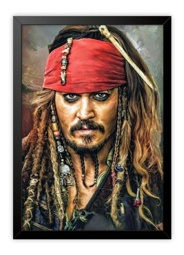 Quadro A4 Jack Sparrow Pintura Com Moldura Exclusivo