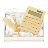 Kit 1 Calculadora / Régua/ Tesoura Decoração Mesa Escritório