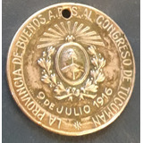 Medalla Plata 22 Gr. 9 De Julio 1816 1916 Tucuman 38mm