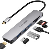 Adaptador Multipuerto Usb C Hub - Alumi Espacial Portátil 7